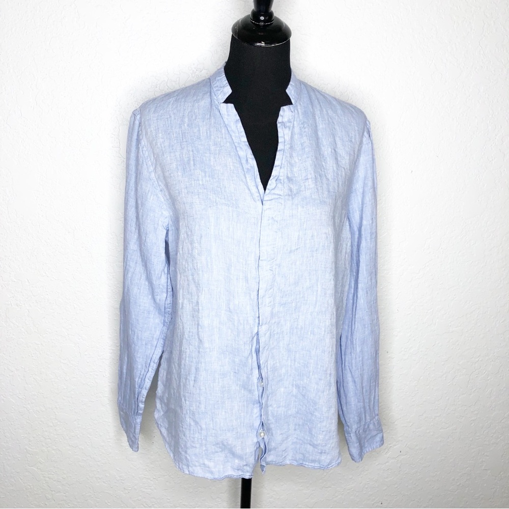 Baird McNutt Murano blue linen button down top size Medium